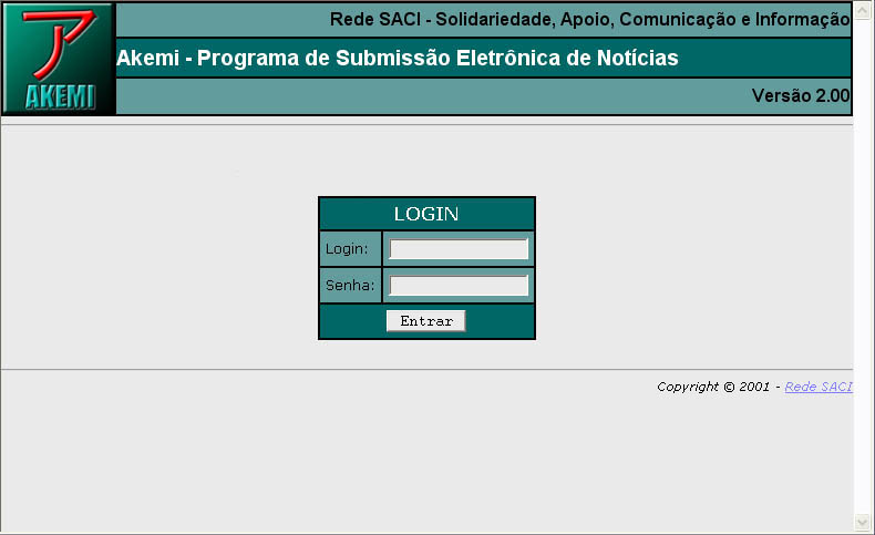 Tela de login do Akemi