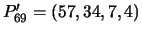 $P'_{69} = ( 57, 34, 7, 4)$