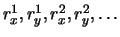 $r_x^1, r_y^1, r_x^2, r_y^2, \ldots $