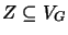 $Z \subseteq V_G$